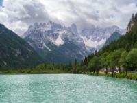 Blick über den Dürrensee zum Monte Cristallo und Cima Padeon rechts